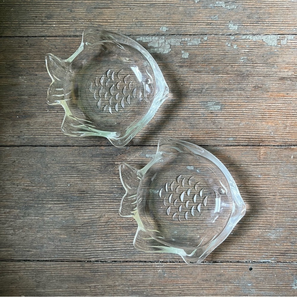 Vintage Clear Glass Fish Trinket Dishes